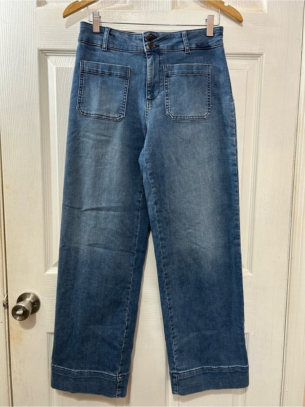 Bagatelle Collection Wide Leg High Rise Jeans Patch Pocket Denim Sz 6